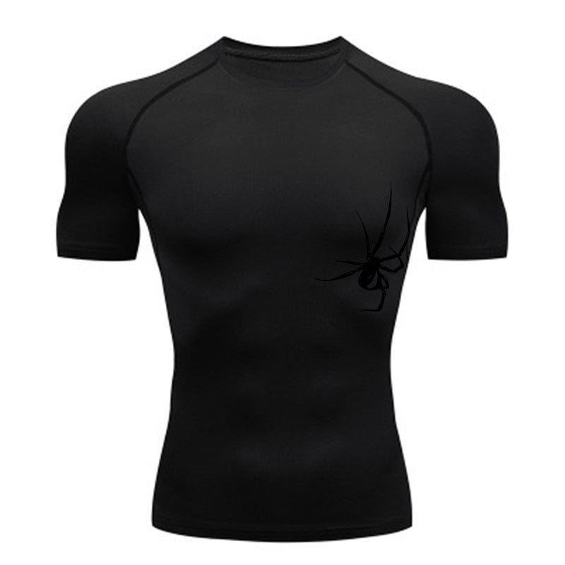 Quick Drying Clothes Sports T-shirt Running Base Clothing Gym Training Tights - Black A / S