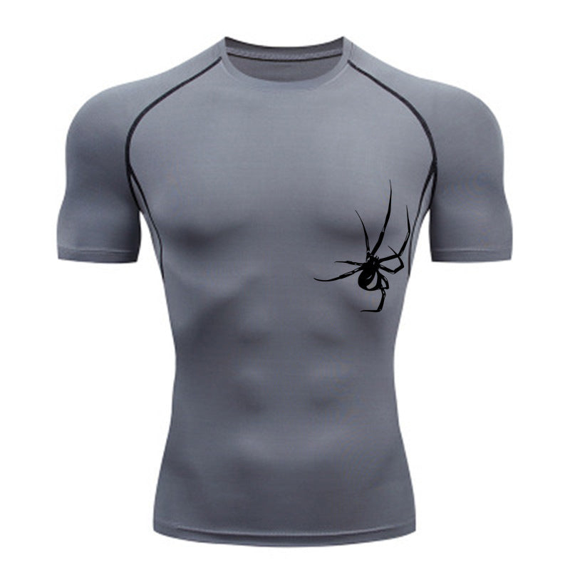 Quick Drying Clothes Sports T-shirt Running Base Clothing Gym Training Tights - Gray A / S