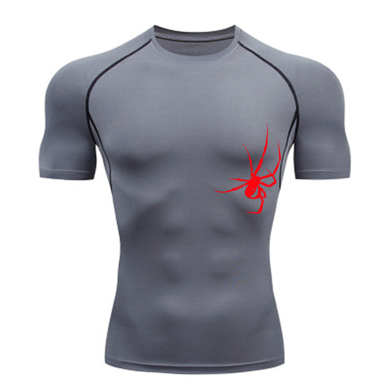 Quick Drying Clothes Sports T-shirt Running Base Clothing Gym Training Tights - Gray / S