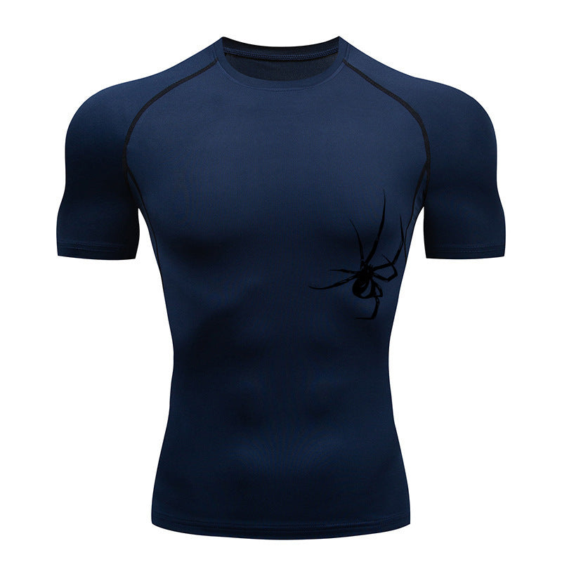 Quick Drying Clothes Sports T-shirt Running Base Clothing Gym Training Tights - Navy Blue 2 / S