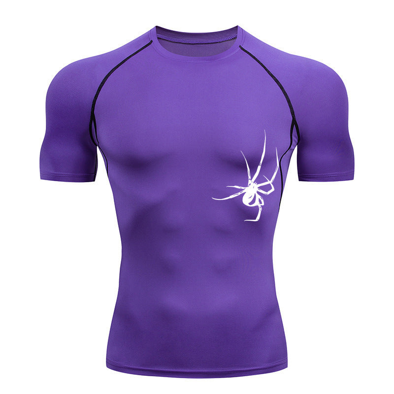 Quick Drying Clothes Sports T-shirt Running Base Clothing Gym Training Tights - Purple A / S