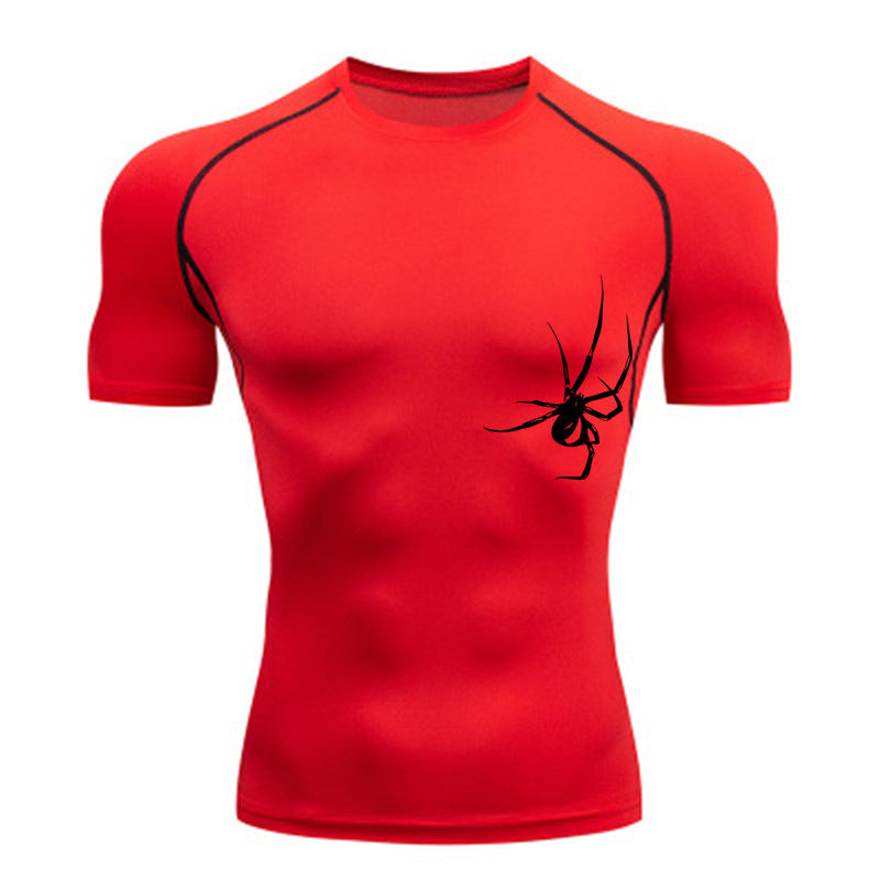 Quick Drying Clothes Sports T-shirt Running Base Clothing Gym Training Tights - Red / S
