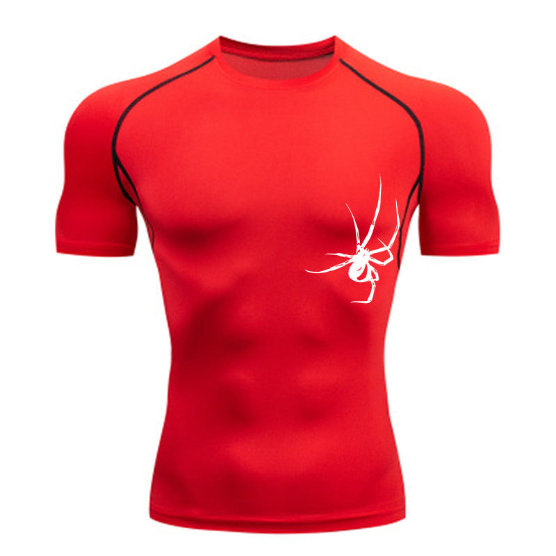 Quick Drying Clothes Sports T-shirt Running Base Clothing Gym Training Tights - Red Type A / S