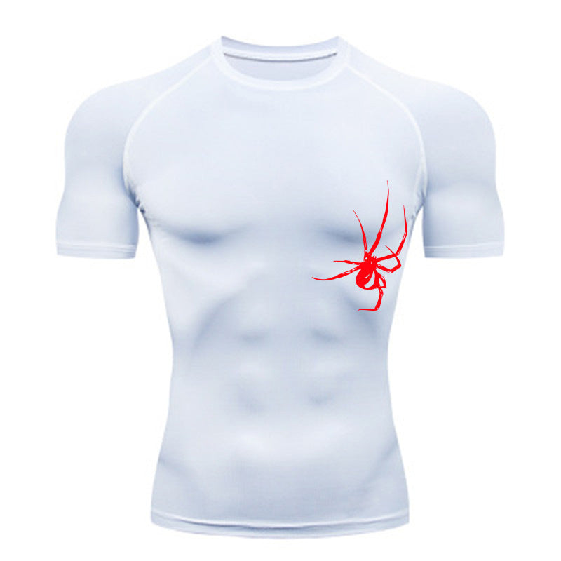 Quick Drying Clothes Sports T-shirt Running Base Clothing Gym Training Tights - White / S