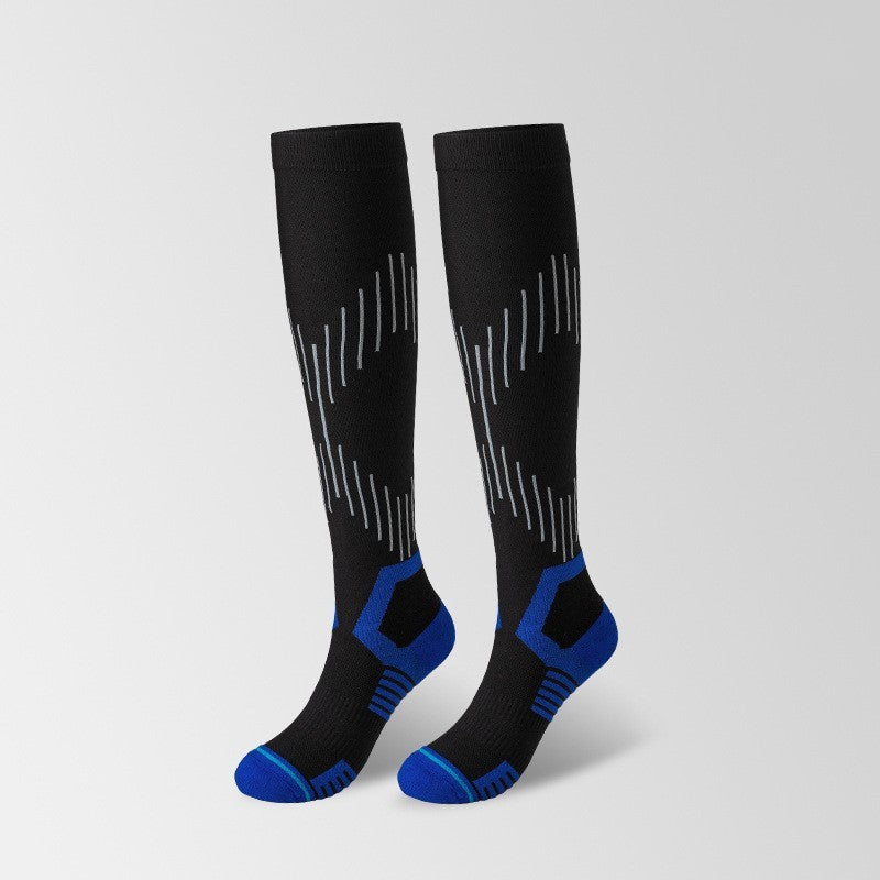 Men’s Long-barreled Compression Stockings Professional Thickening Athletic Socks - Black / Free Size