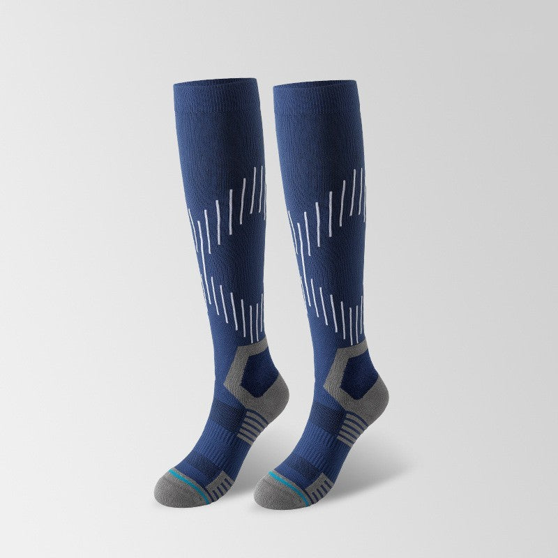 Men’s Long-barreled Compression Stockings Professional Thickening Athletic Socks - Navy Blue / Free Size