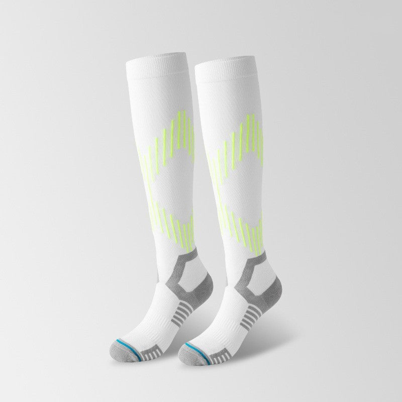 Men’s Long-barreled Compression Stockings Professional Thickening Athletic Socks - White / Free Size