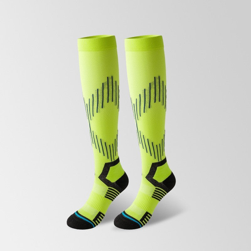Men’s Long-barreled Compression Stockings Professional Thickening Athletic Socks - Yellow / Free Size
