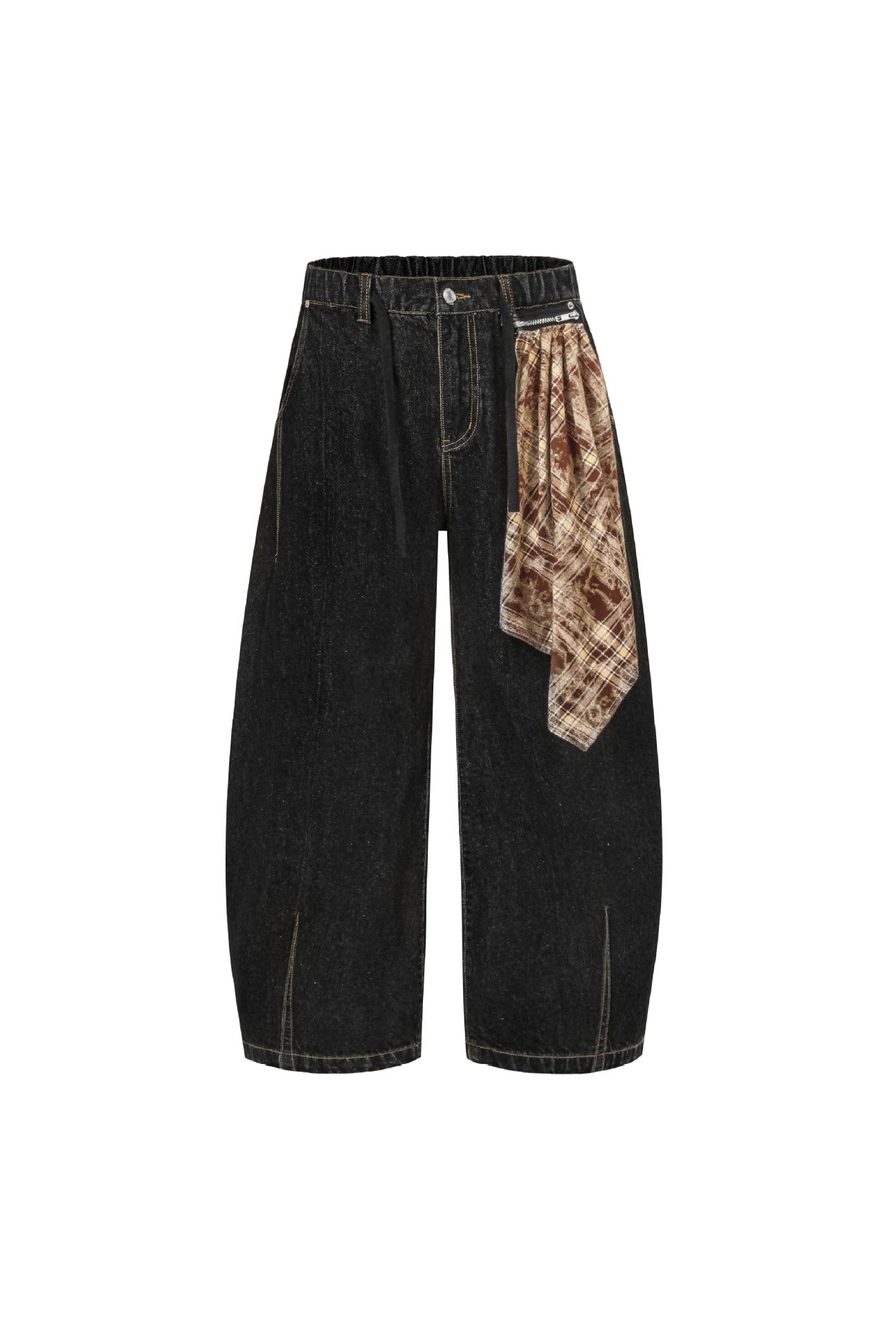 Retro Street Simple Loose Machete Denim Trousers - Black / S