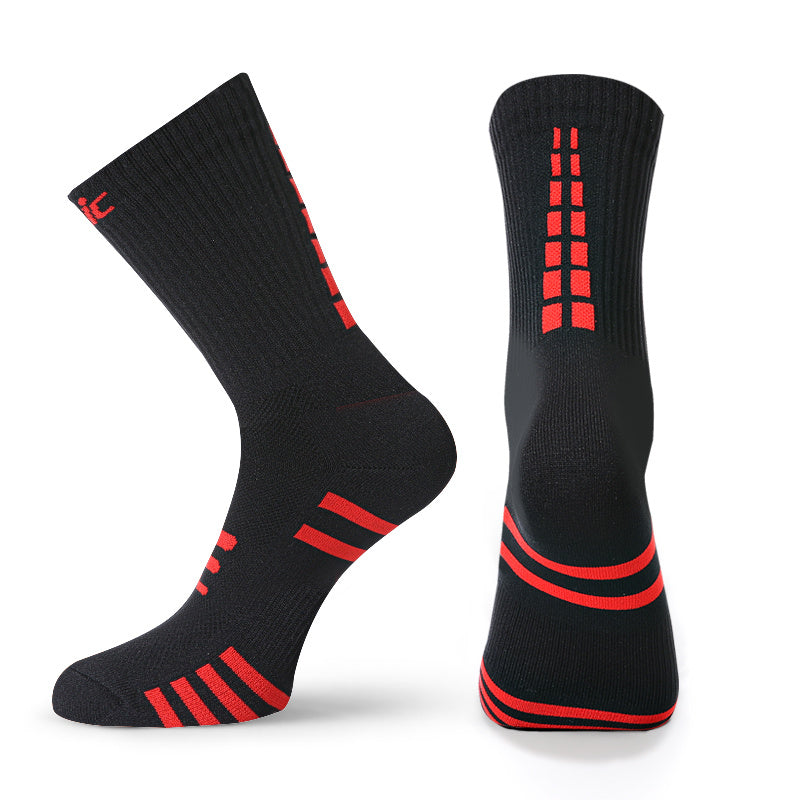 Outdoor Marathon Running Compression Socks Cycling Sports Socks - One Size / Black red