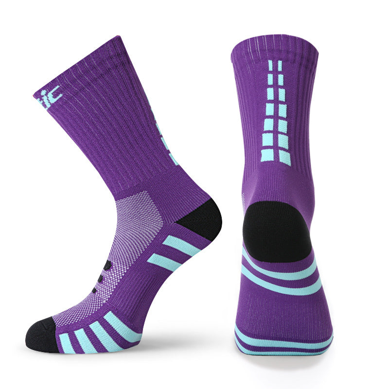 Outdoor Marathon Running Compression Socks Cycling Sports Socks - One Size / Black purple