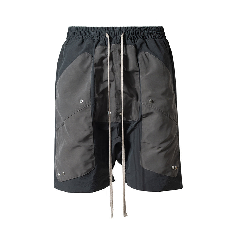 Men’s Casual Loose Shorts Contrast Patch - Grey green / M