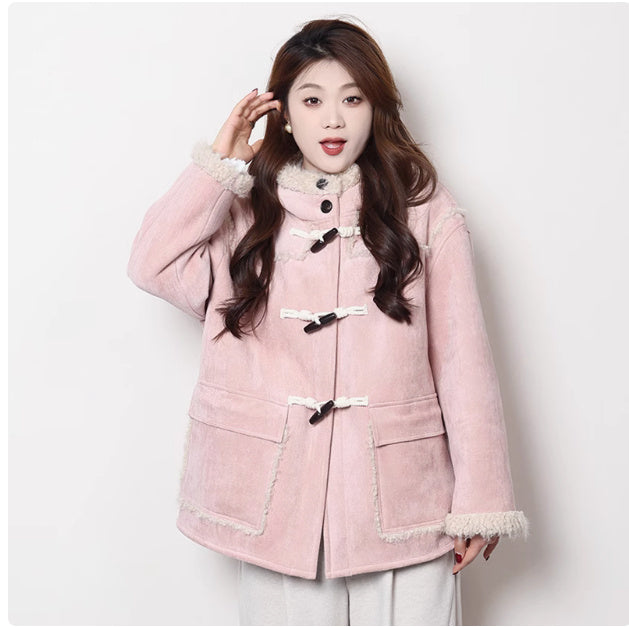 Maillard Short And Long Suede Faux Fur Plush Coat - Pink short / M