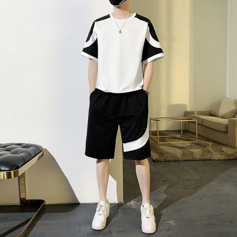 Men’s Korean-style Fashion Short Sleeve Casual Suit - White / M