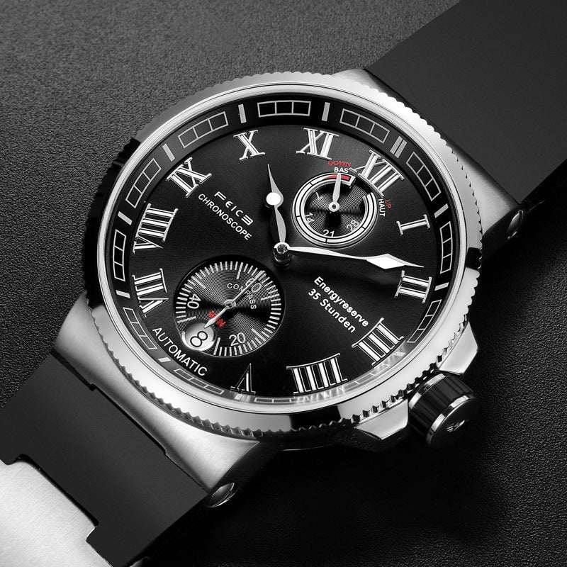 Unleash Style Waterproof Luxury Watch Global Fashion Brand - Black Surface Silicone Band