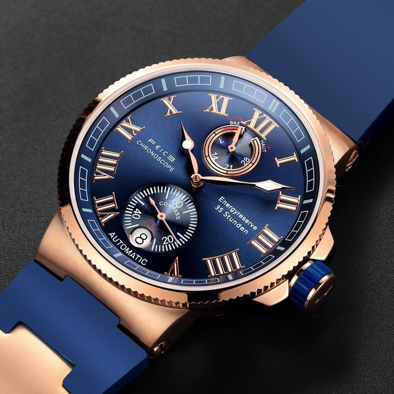 Unleash Style Waterproof Luxury Watch Global Fashion Brand - Rose Gold Silicon Tape