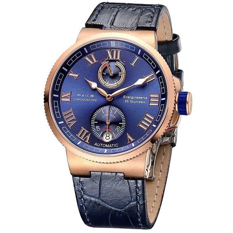 Unleash Style Waterproof Luxury Watch Global Fashion Brand - Rose Gold Black Belt