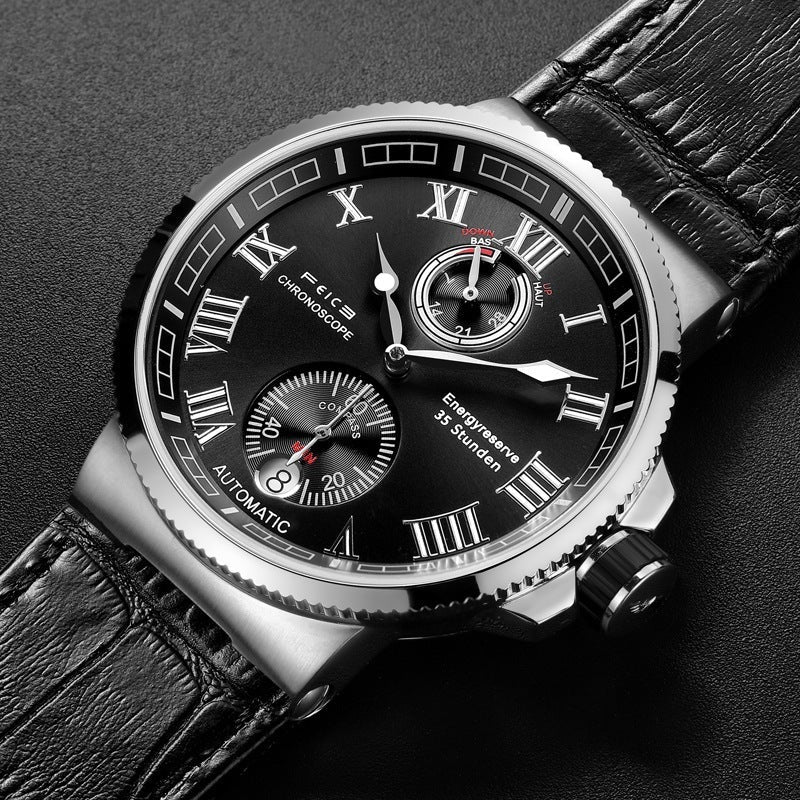 Unleash Style Waterproof Luxury Watch Global Fashion Brand - Silver Case Black Belt