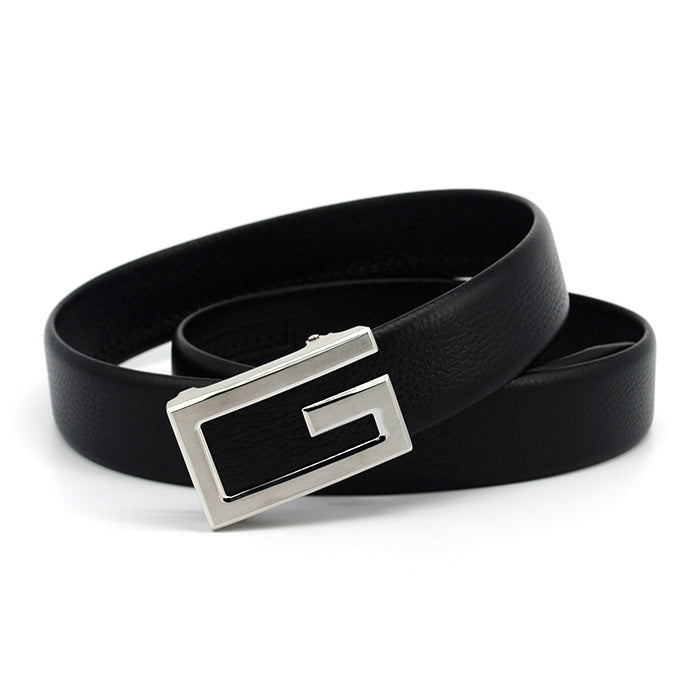 Stainless steel automatic buckle belt - Black / 100cm