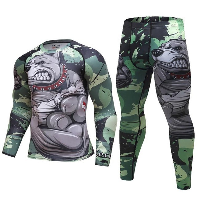 Quick-drying jogger sports suit - Green3 / A set / XL
