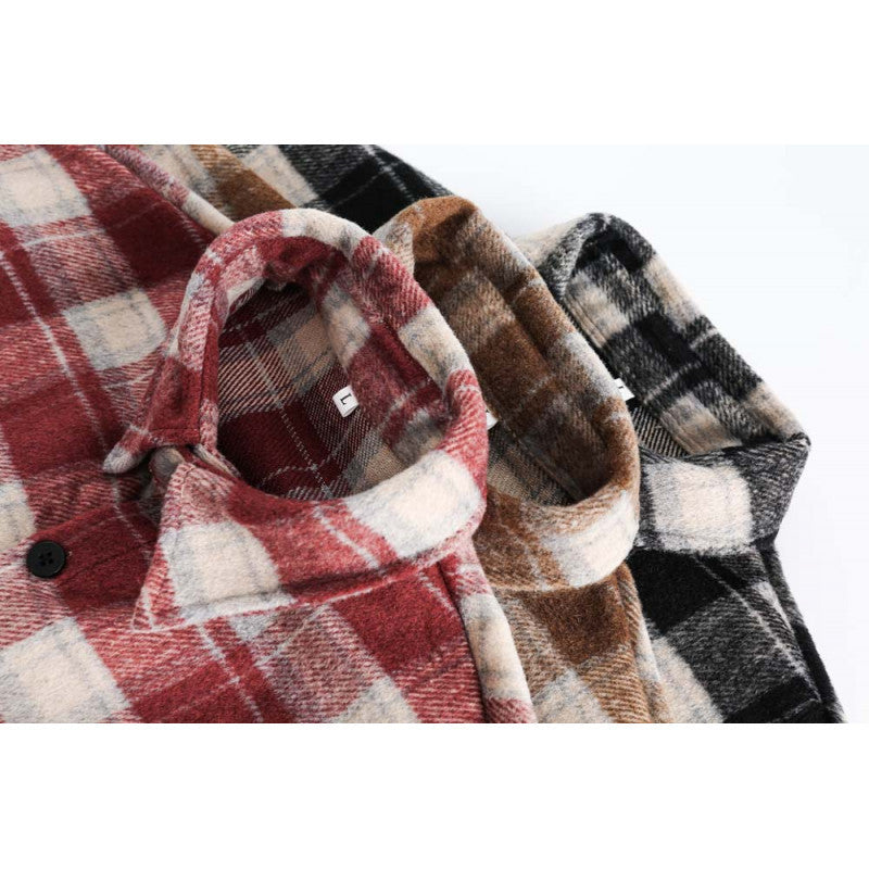 Brushed Thickened Plaid Shirt Coat Couple’s Shirt