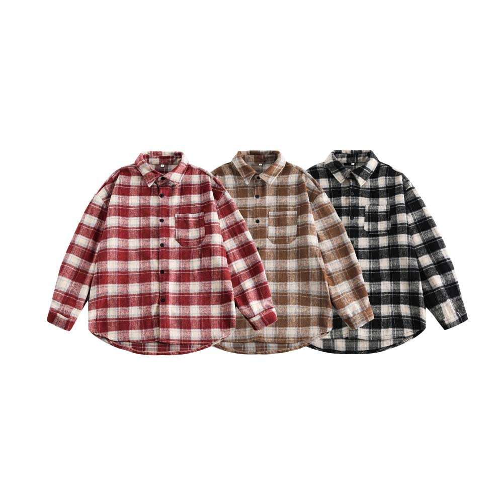 Brushed Thickened Plaid Shirt Coat Couple’s Shirt