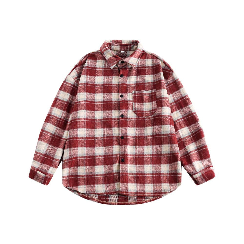 Brushed Thickened Plaid Shirt Coat Couple’s Shirt