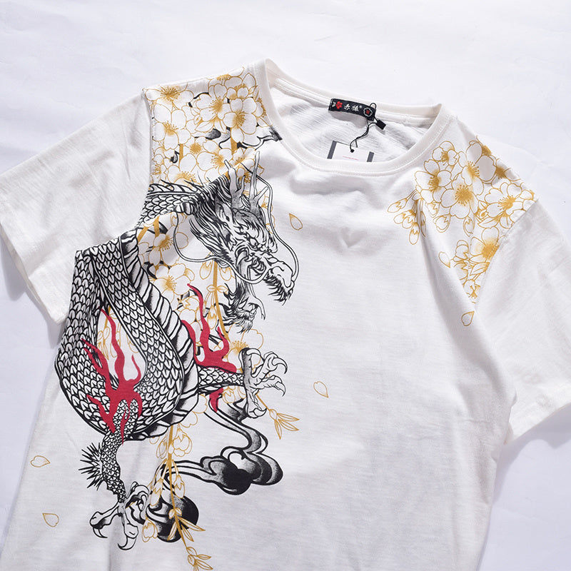 Dragon tiger embroidery short sleeve