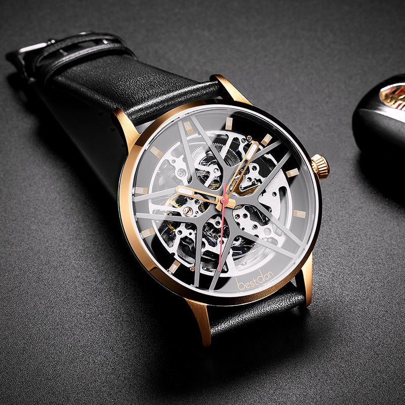 Unleash Timeless Style Luxury Mens Watch - Rose shell black wheels