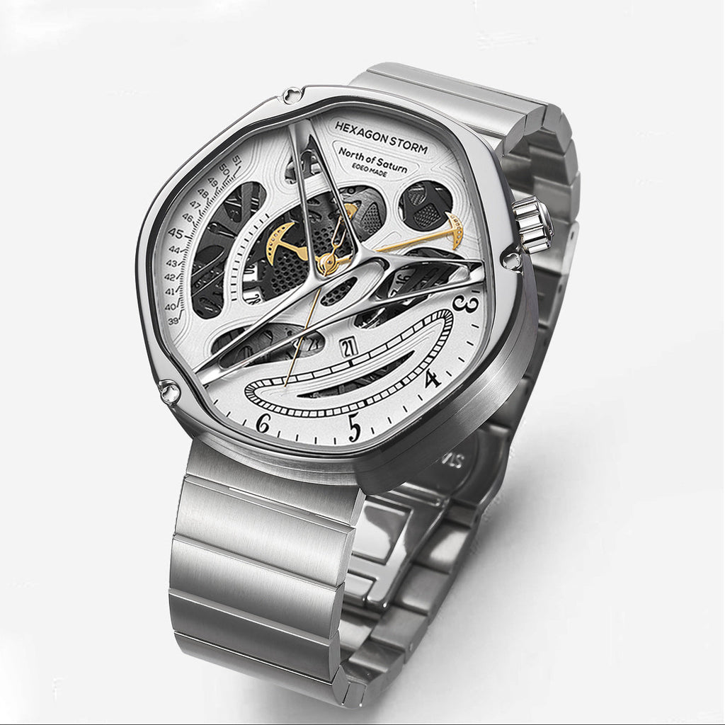Unleash Timeless Style Stainless Steel Belt Luxury - Crescent white steel strip