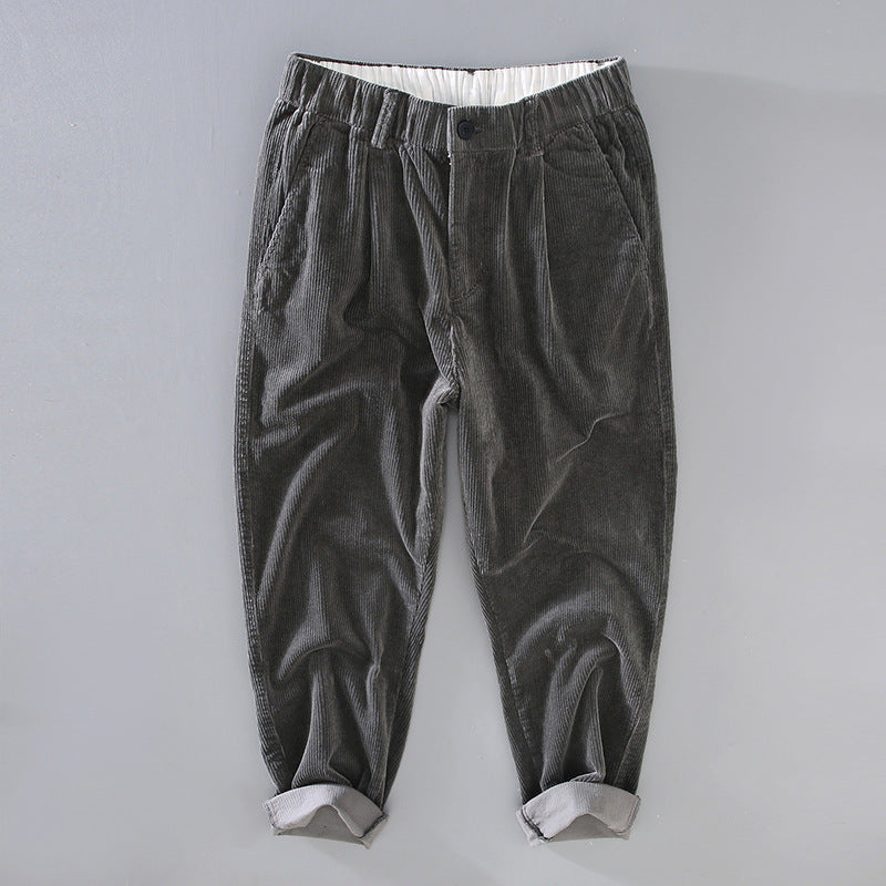 Fashion New Corduroy Loose Casual Pants Men - Smoky Gray / M