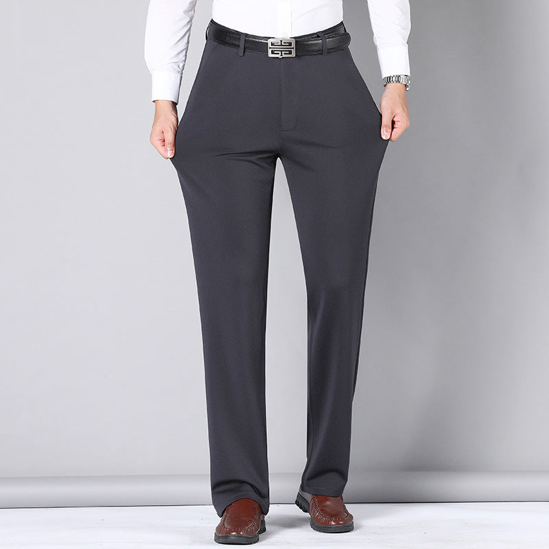 Loose Straight Men’s Business Casual Pants - Dark Gray / 29