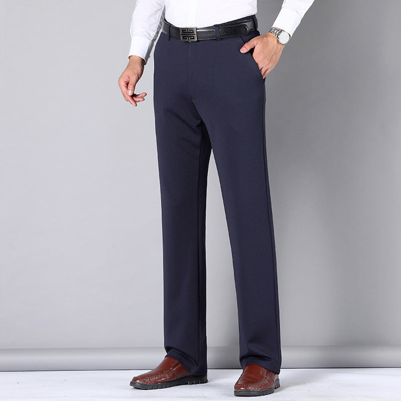 Loose Straight Men’s Business Casual Pants - Navy Blue / 29