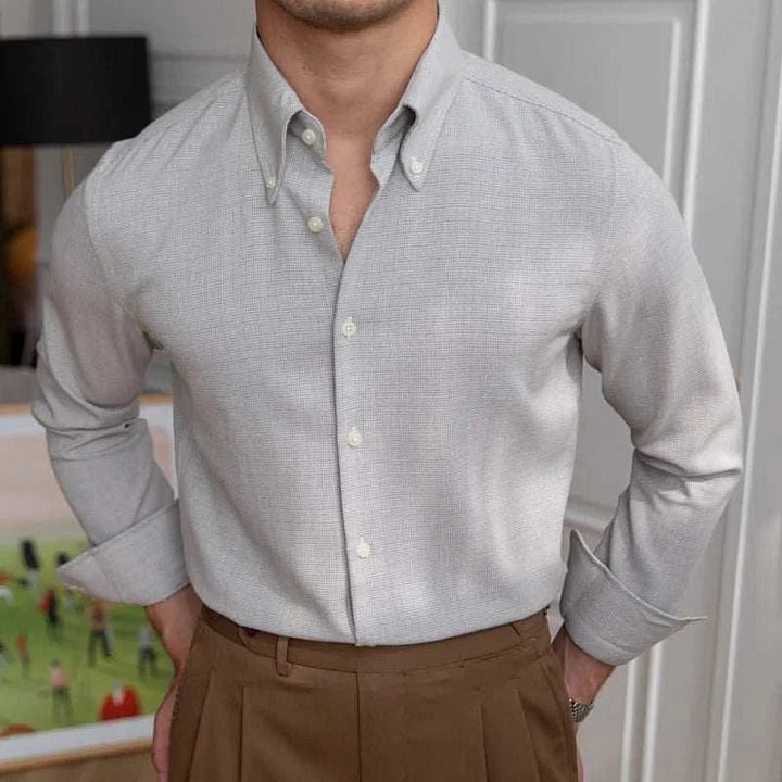 Office Casual Long-sleeve Shirt - Gray / XS - 4