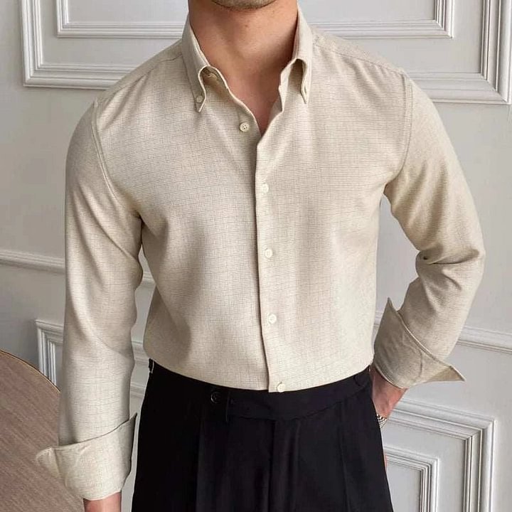 Office Casual Long-sleeve Shirt - Kahki / XS - 4