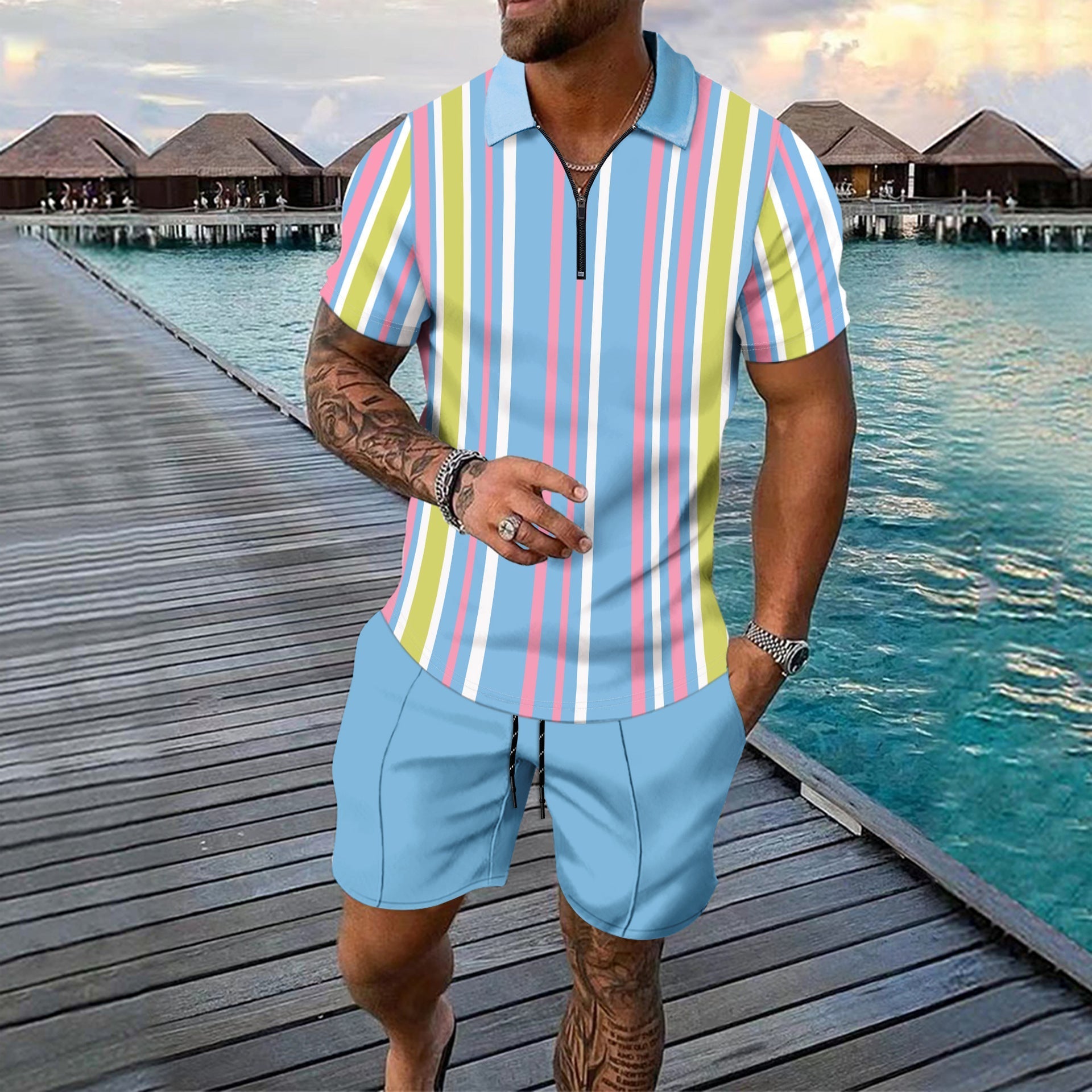 Short-sleeved Shorts Two-piece Sports And Leisure Men’s Suit