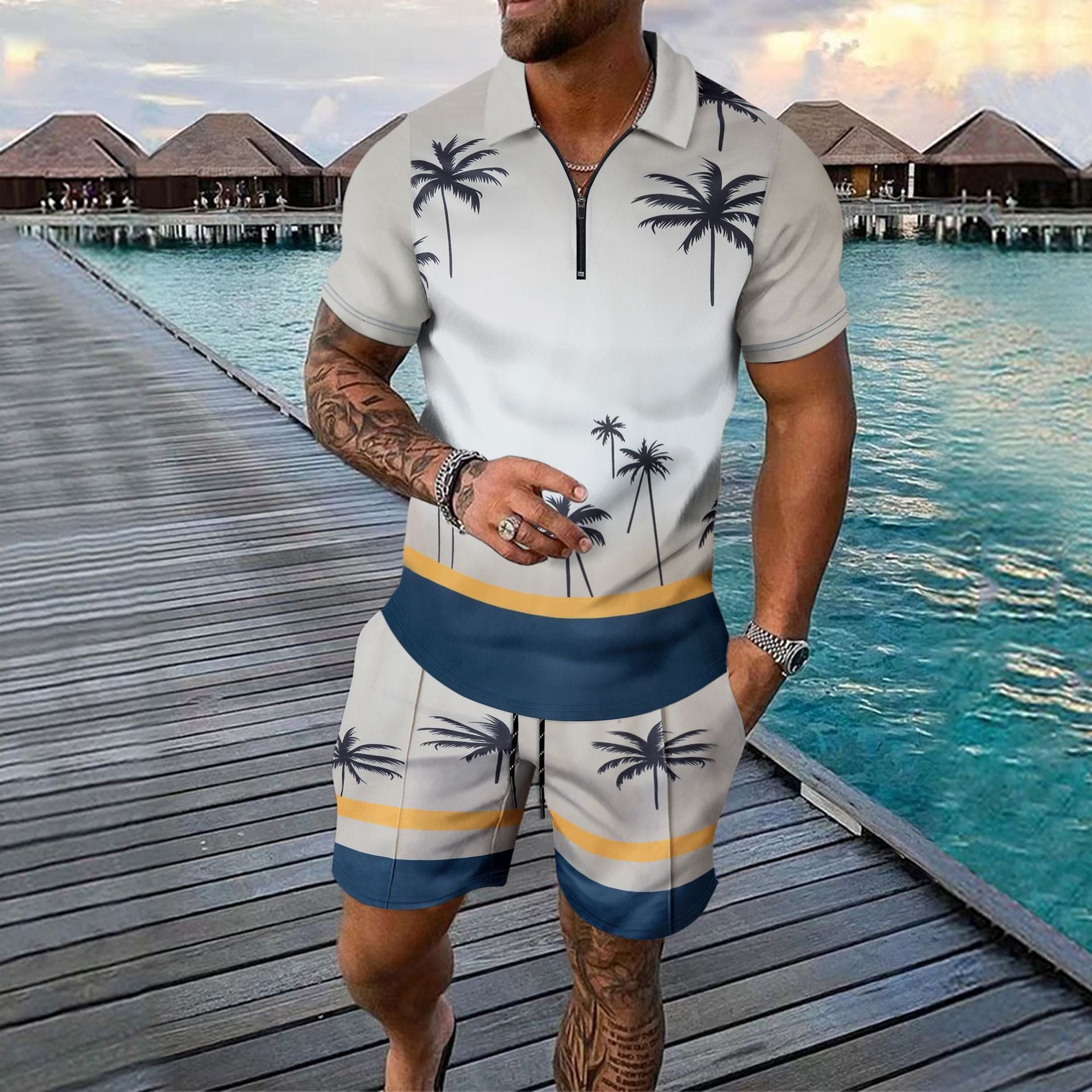 Short-sleeved Shorts Two-piece Sports And Leisure Men’s Suit