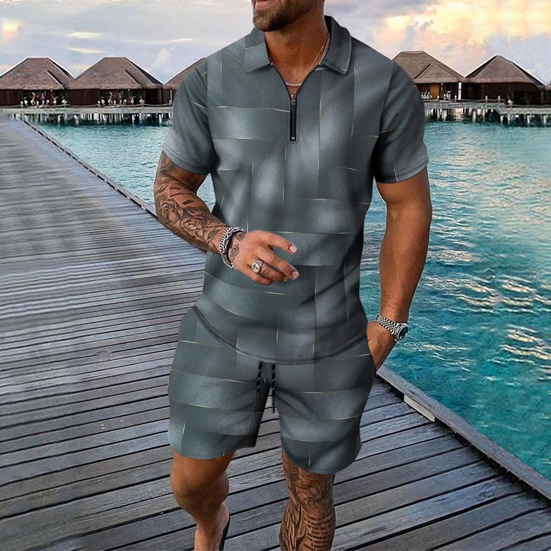 Short-sleeved Shorts Two-piece Sports And Leisure Men’s Suit - CC1 / S