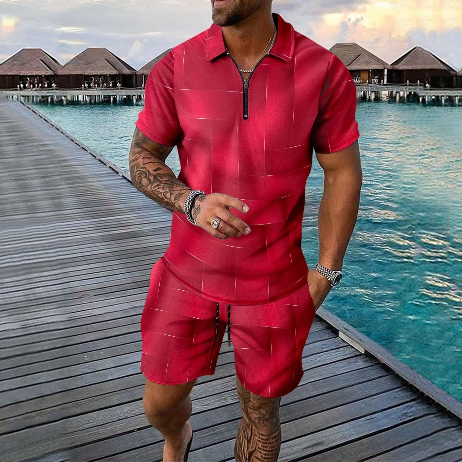 Short-sleeved Shorts Two-piece Sports And Leisure Men’s Suit - CC4 / S