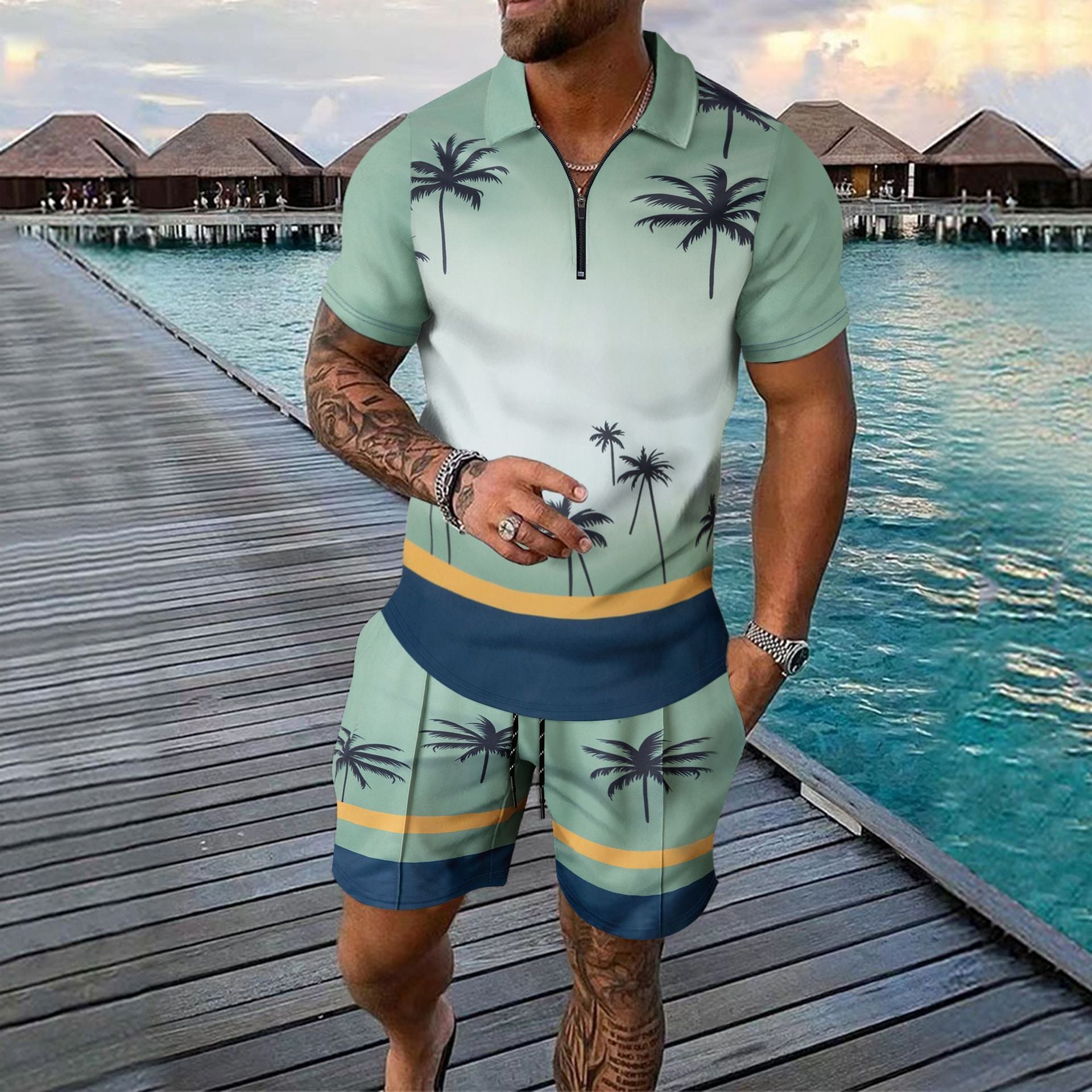 Short-sleeved Shorts Two-piece Sports And Leisure Men’s Suit - JX2 / S