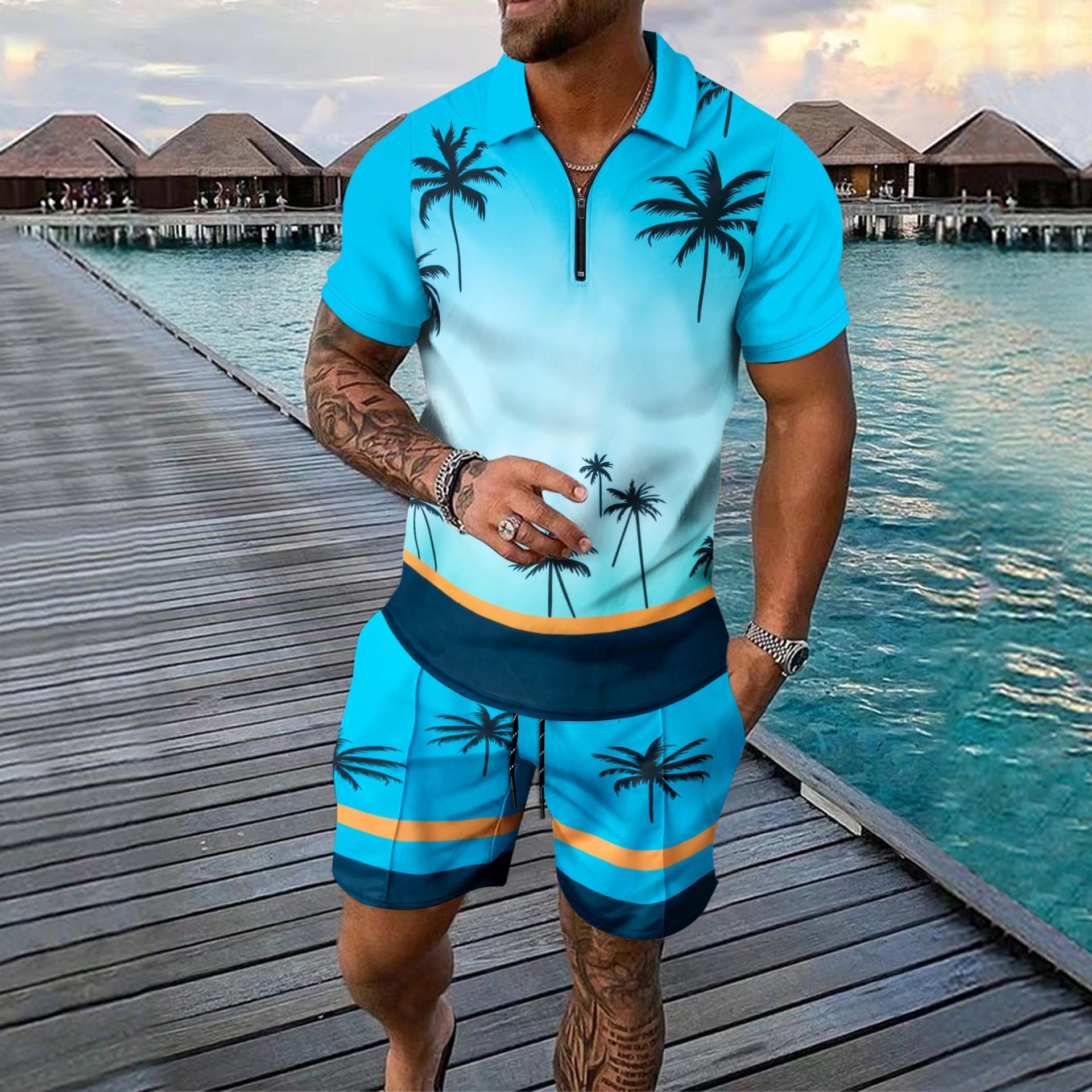 Short-sleeved Shorts Two-piece Sports And Leisure Men’s Suit - JX3 / S