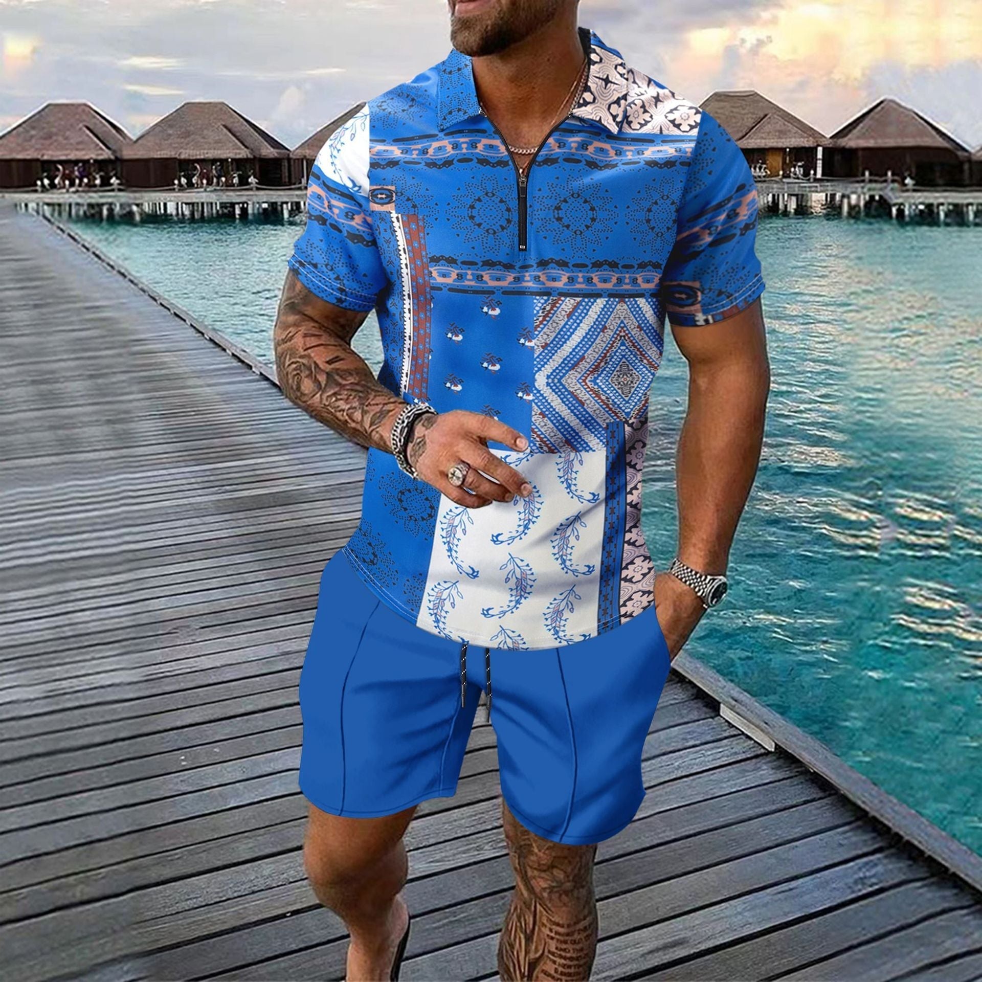 Short-sleeved Shorts Two-piece Sports And Leisure Men’s Suit - SW1 / S