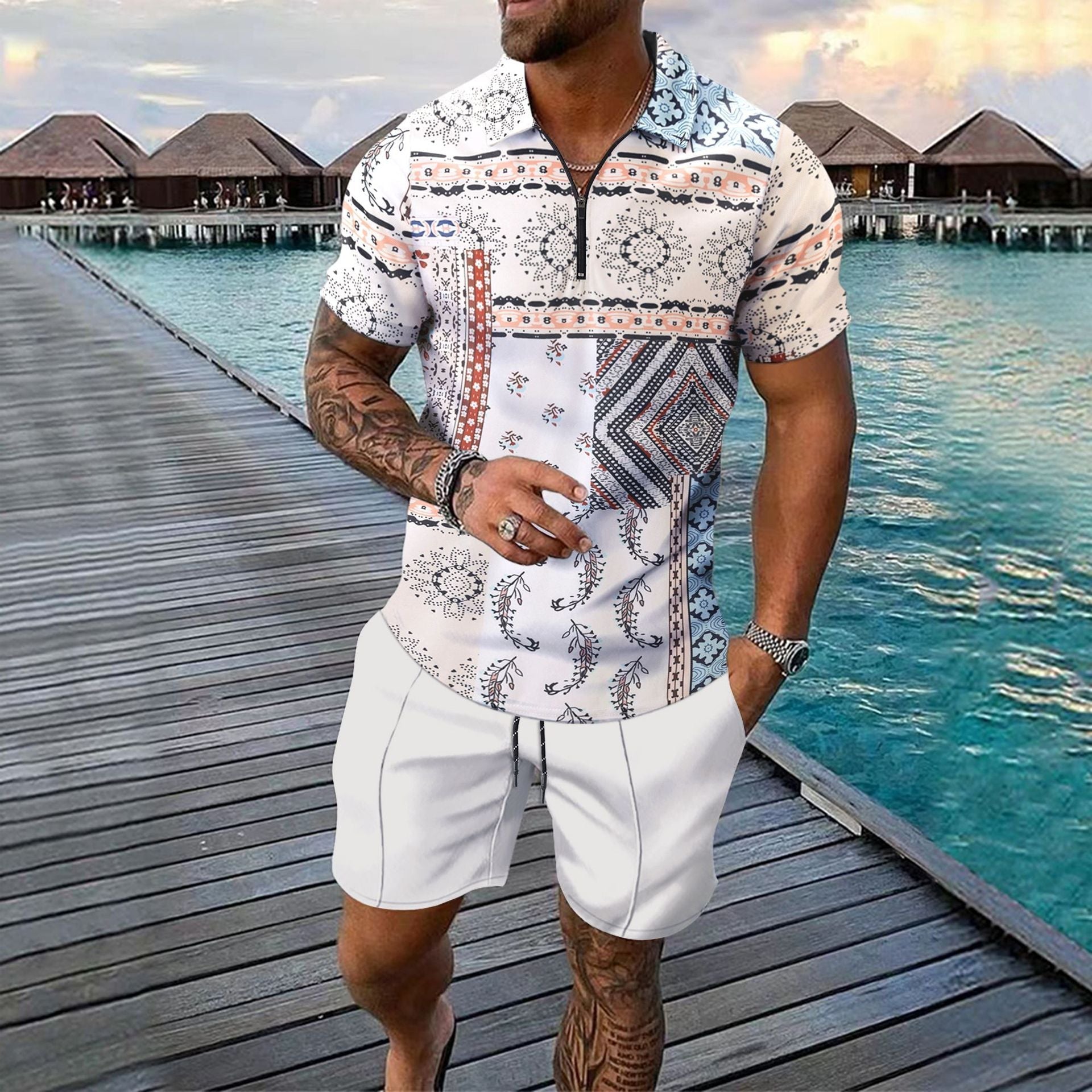 Short-sleeved Shorts Two-piece Sports And Leisure Men’s Suit - SW2 / S