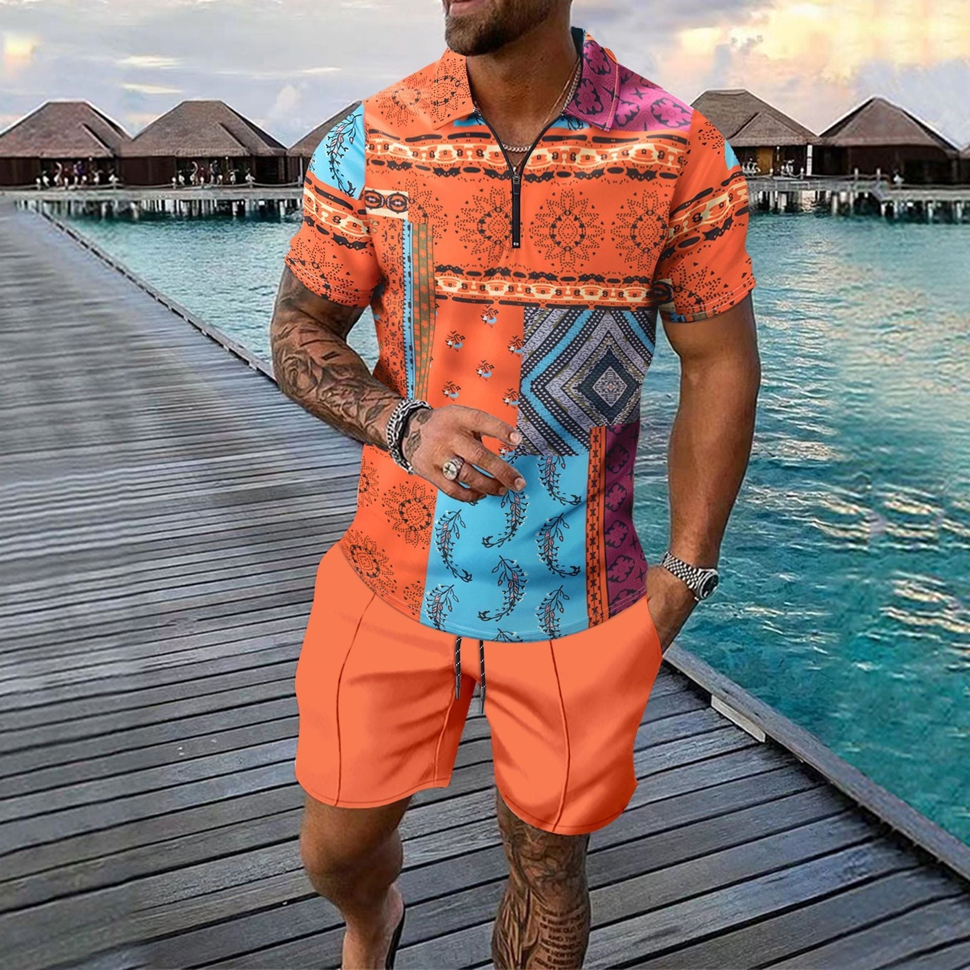 Short-sleeved Shorts Two-piece Sports And Leisure Men’s Suit - SW3 / S
