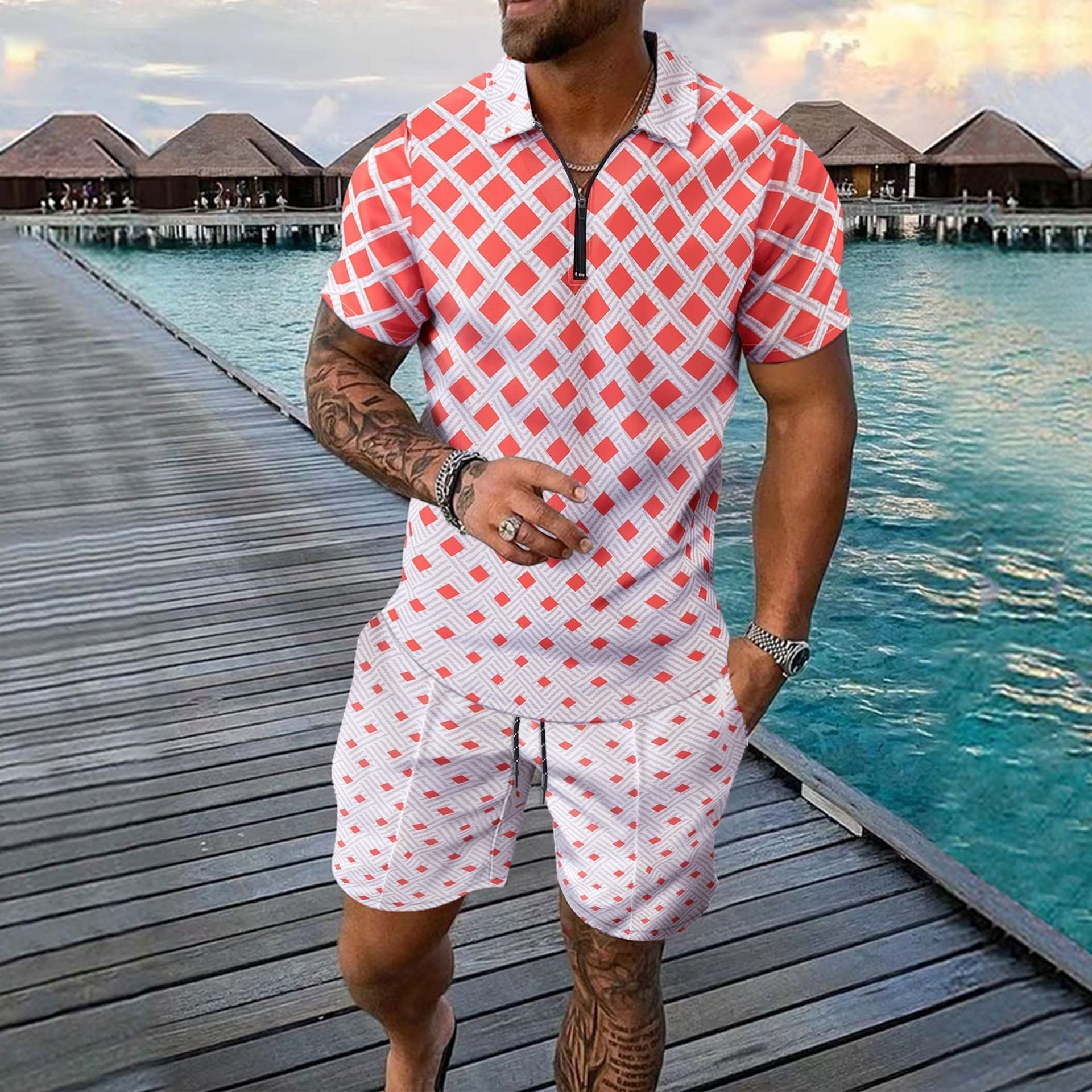 Short-sleeved Shorts Two-piece Sports And Leisure Men’s Suit - SW5 / S