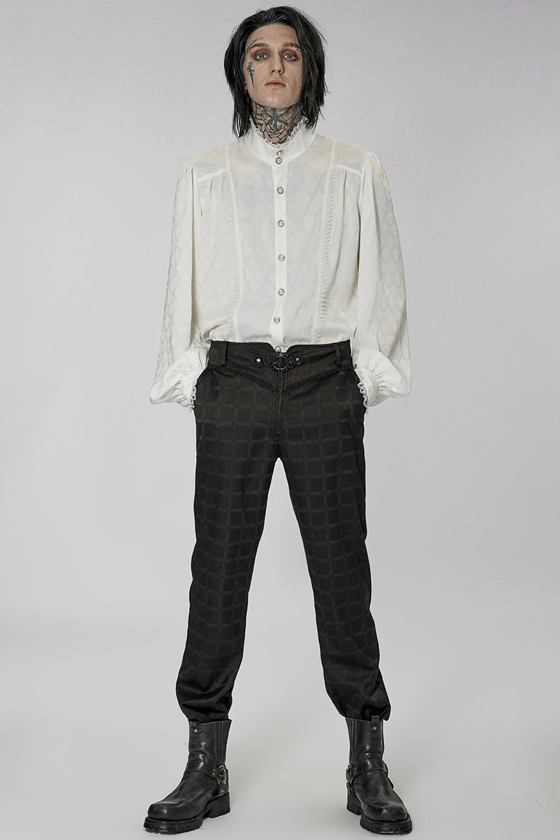 Men’s Retro Noble Dress Stand Collar Long Sleeve Shirt