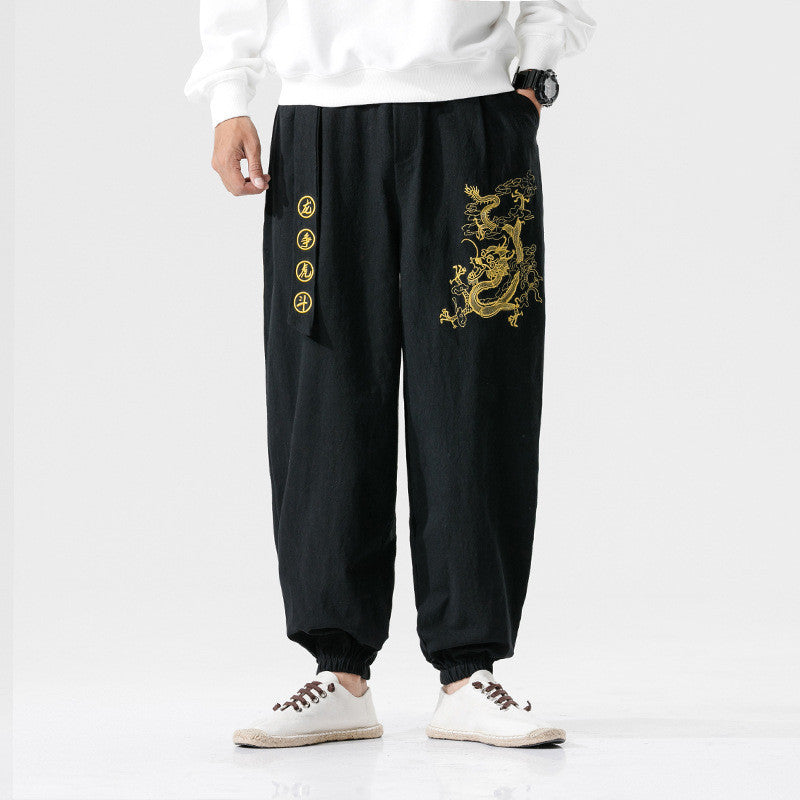 Casual Pants Young MMen’s Cotton And Linen Casual Pants Men - Black / M