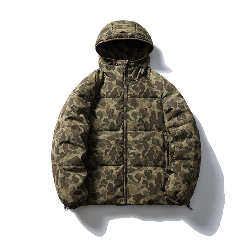 Winter Camouflage White Duck Down Three-proof Warm Coat For Women - Colorful Army Green / S