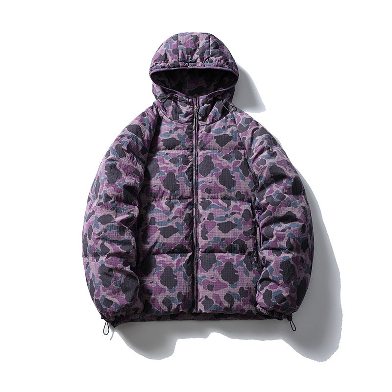 Winter Camouflage White Duck Down Three-proof Warm Coat For Women - Camouflage Purple / S