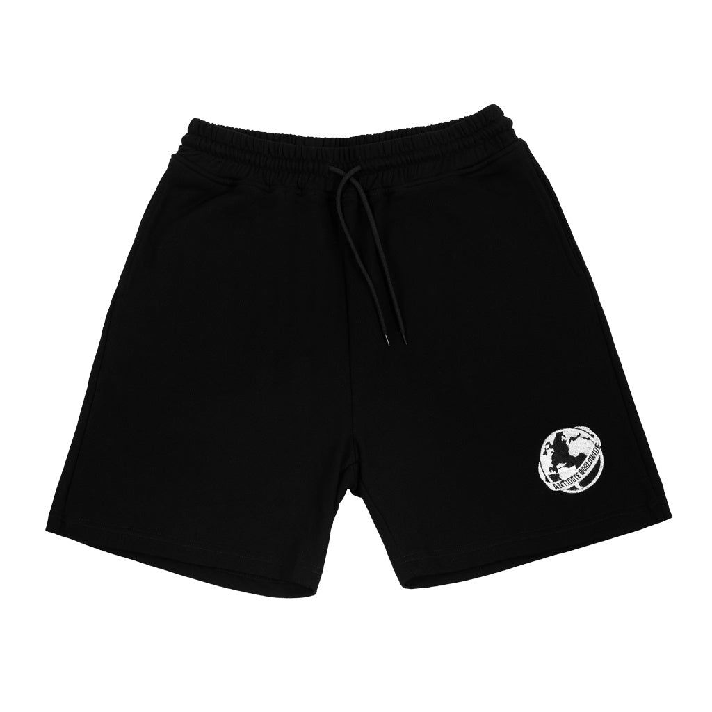 Embroidered Black And Green Loose Casual Shorts - Black / S